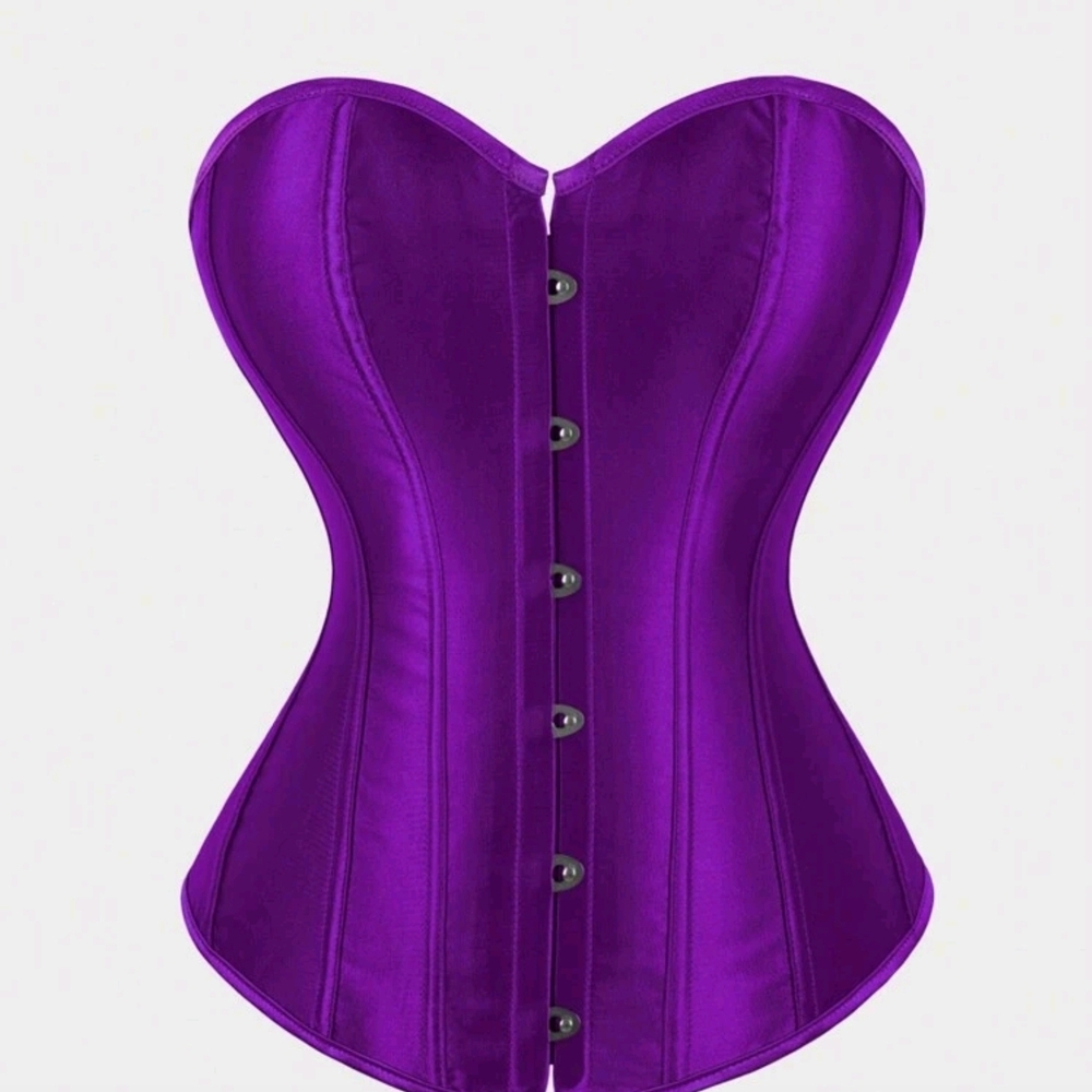 NWT Purple Violet Satin Lace Up Midevil Corset Top Woman's Costume